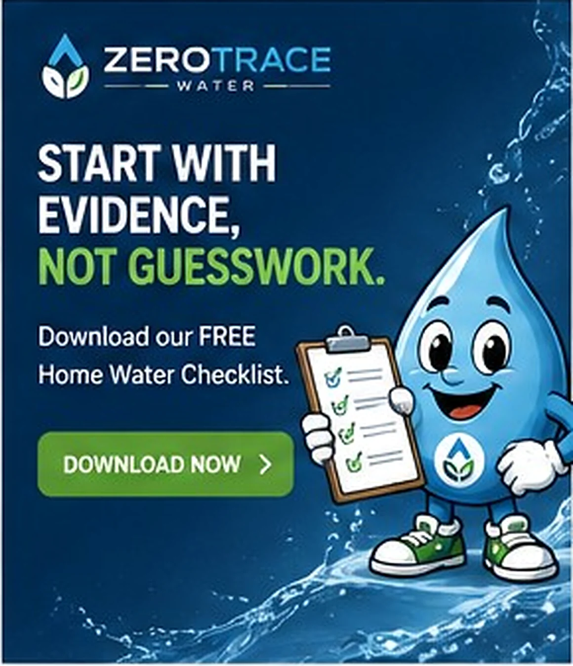 ZeroTrace Water educational creative: Social Start With Evidence