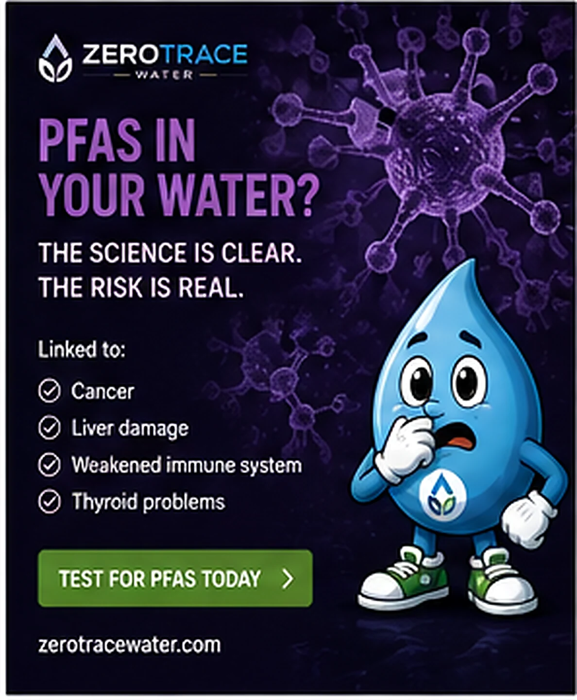 ZeroTrace Water educational creative: Pfas In Your Water
